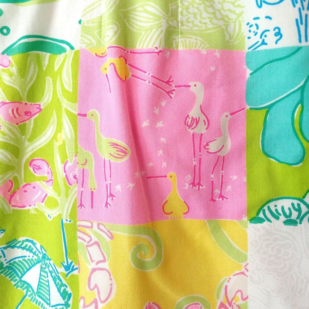 Lilly Pulitzer Size 10 Skirt Colorful Patchwork Preppy Pink Green - Picture 5 of 6
